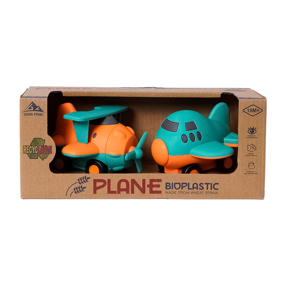 Speelgoedtopdeals BIOplastic Helikopter en Vliegtuig - 9,5 cm