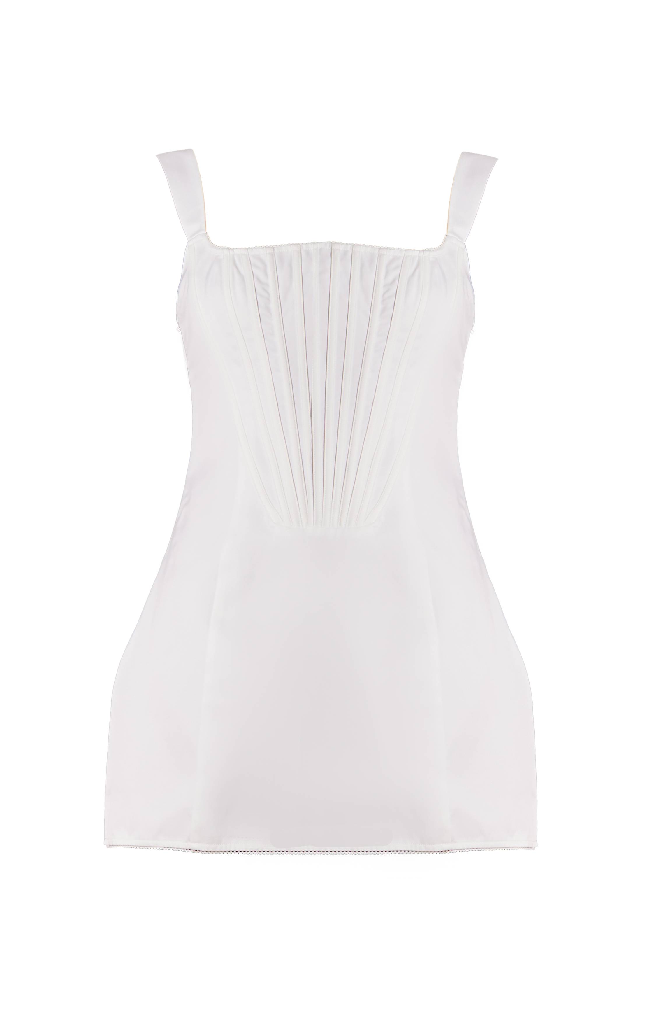 Blanc Robe Corset Premium Tissée À Encolure Carrée Et Dos Lacé