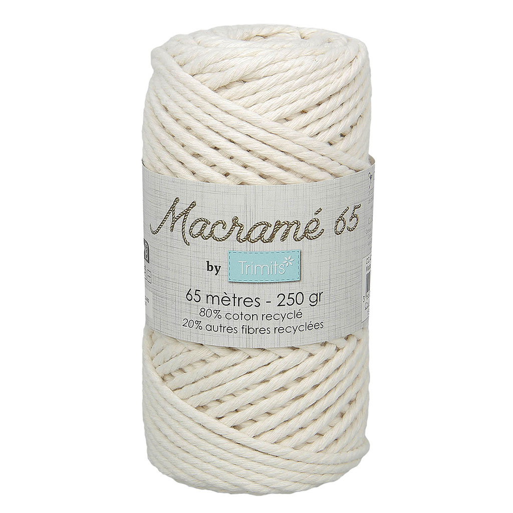 Pelote corde torsadée pour macramé écru 65m