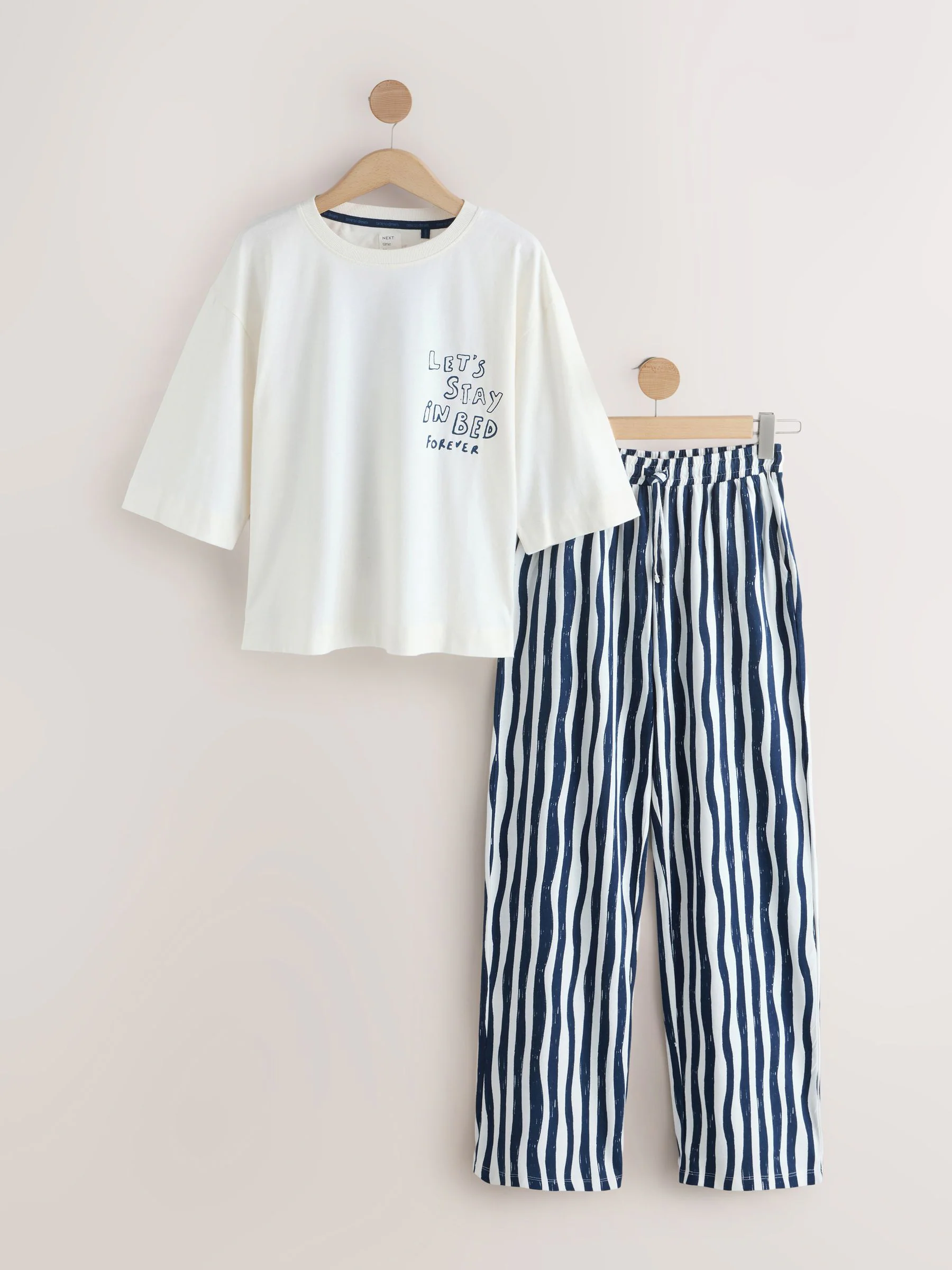 Blauw met print - Pyjama met korte mouwen