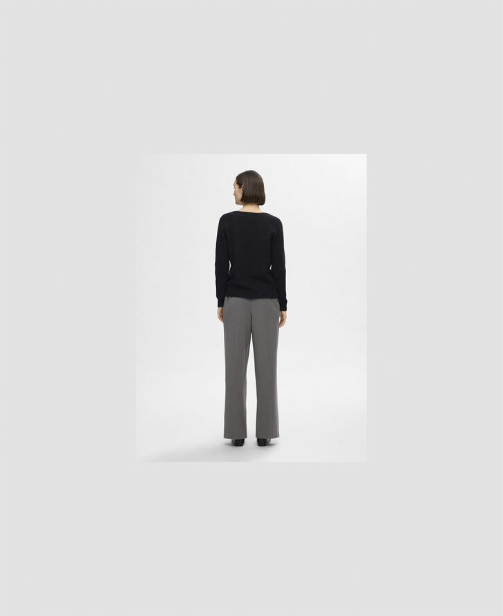 Selected Femme SLFLULU NEW LS WOOL KNIT V-NECK B NOOS Sort