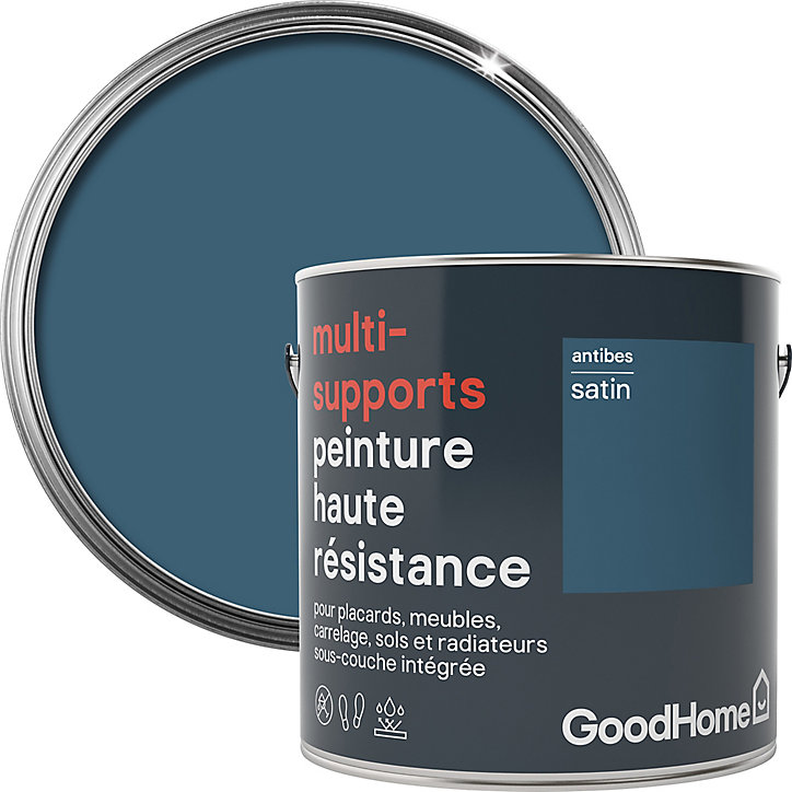 Peinture haute résistance multi-supports GoodHome bleu Antibes satin 2L