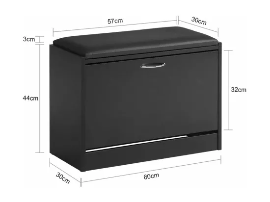 Banc Armoire À Chaussures 1 Abattant Avec Coussin Meuble D’entrée Coffre, Fsr16-sch