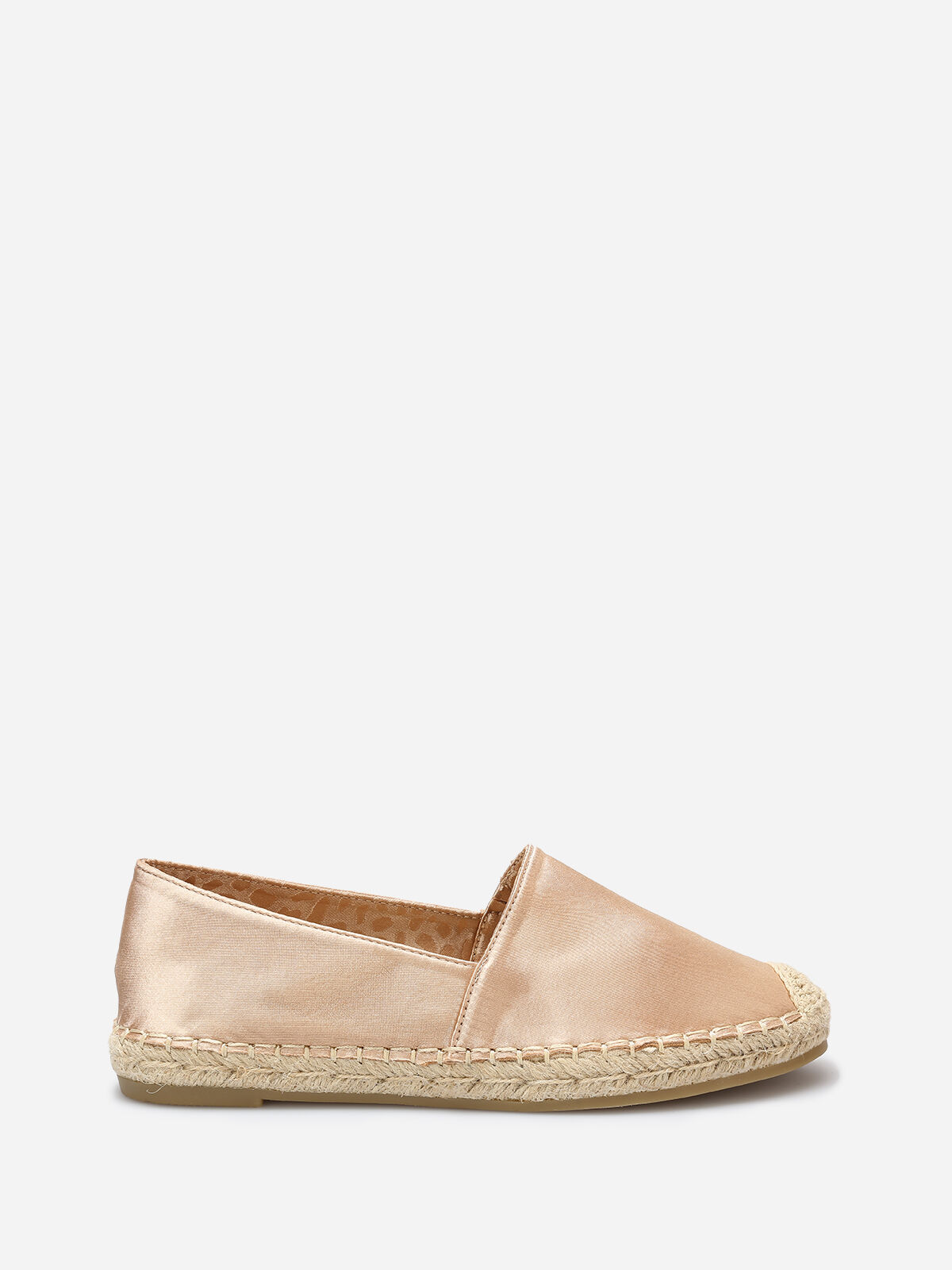 Espadrilles plates à effet satiné- Beige