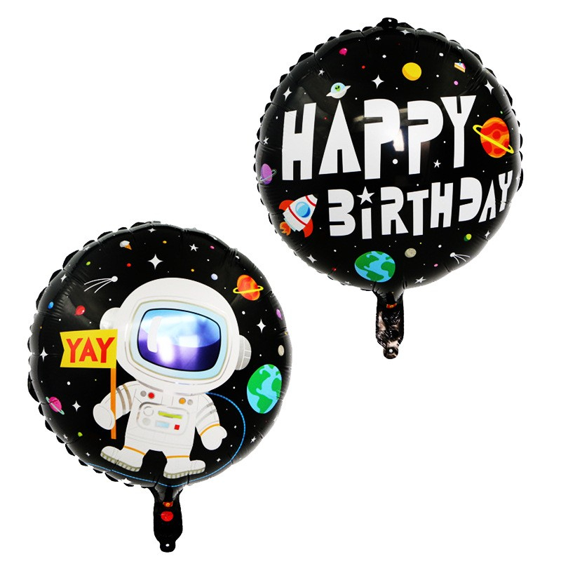 (8-tlg. Set) Kinder Party Ballons Folienballons Dekoration Astronaut - Blau / Schwarz