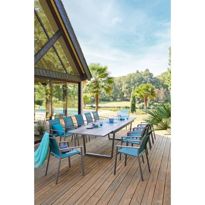Fauteuil de jardin empilable ESSENTIA Bleu canard / Graphite