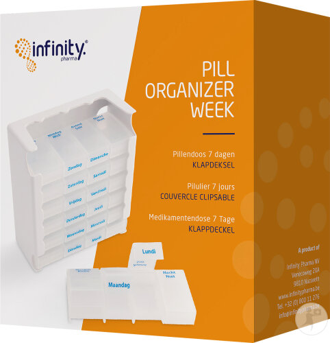 Infinity Pharma Pill Organizer Pilulier Avec Couvercle Clipsable 1 Pièce