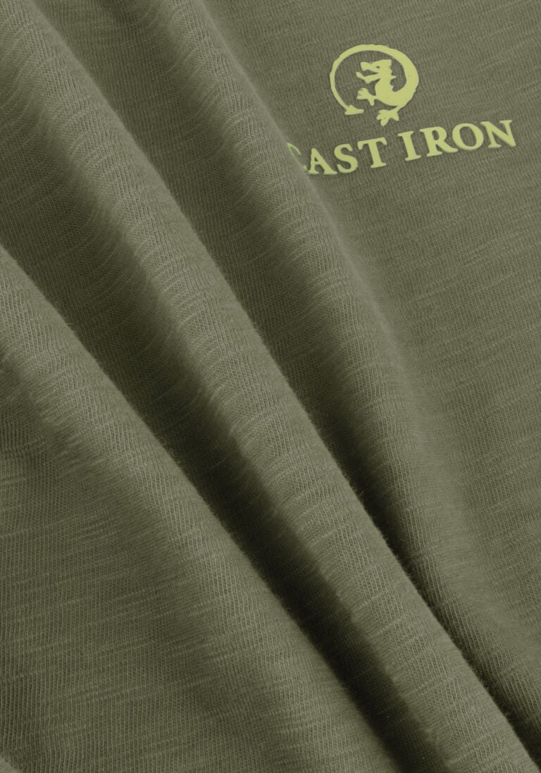CAST IRON groene cast iron t-shirt short sleeve r-neck slub jersey