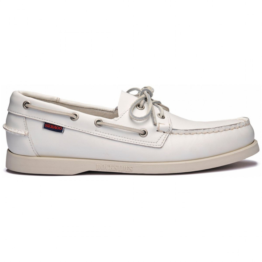 DOCKSIDES CUIR White-Chaussures bateau pour homme en cuir blanc Portland
