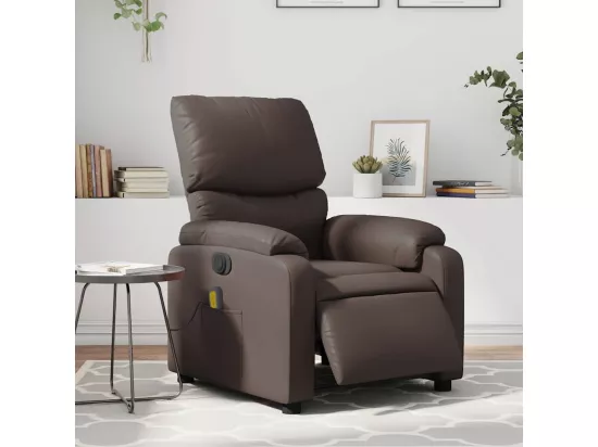 Fauteuil massant inclinable électrique marron similicuir