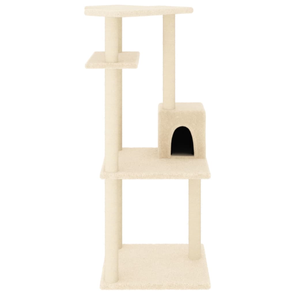 arranhador para gatos vidaXL com postes de sisal, creme, 123 cm
