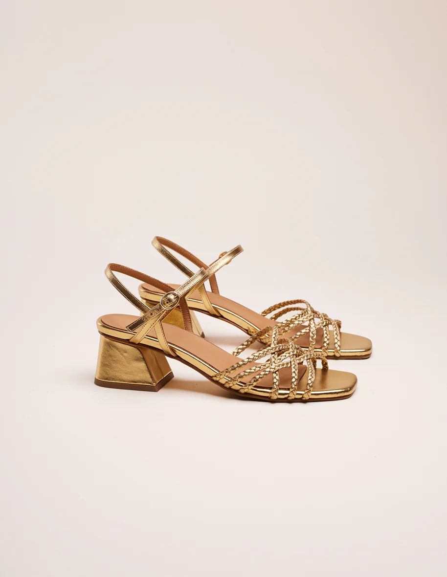 Sandales à talons Lily - Cuir doré