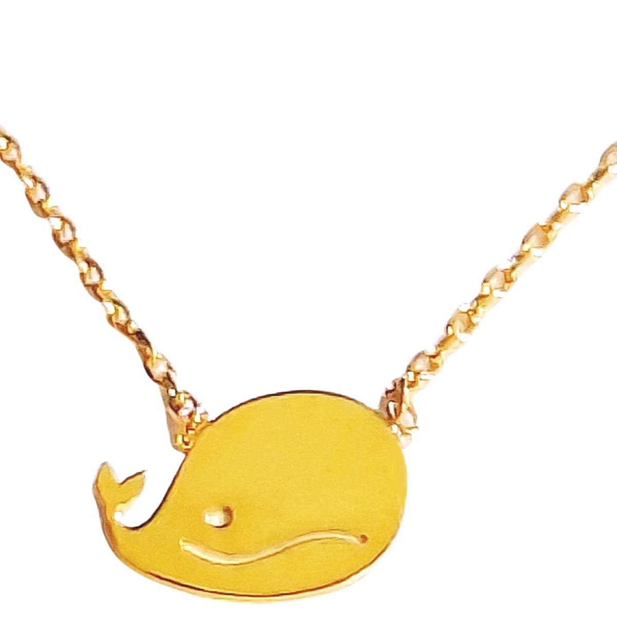 Collier femme enfant avec breloque baleine en plaqué or - 42cm