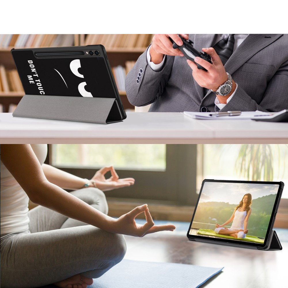 Samsung Galaxy Tab S9  Plus Leder Tasche Smart Cover Schutzhülle   S-Pen Halterung - Don't Touch Me
