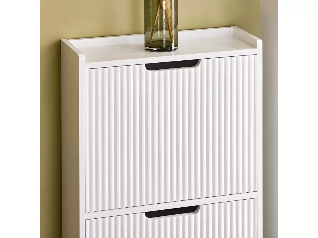 SoBuy FSR177-W Meuble à Chaussures Armoire à Chaussures Meuble Rangement Chaussures 2 Portes abattantes, Meuble d'Entrée Coffre Rangement pour Chaussures, Blanc