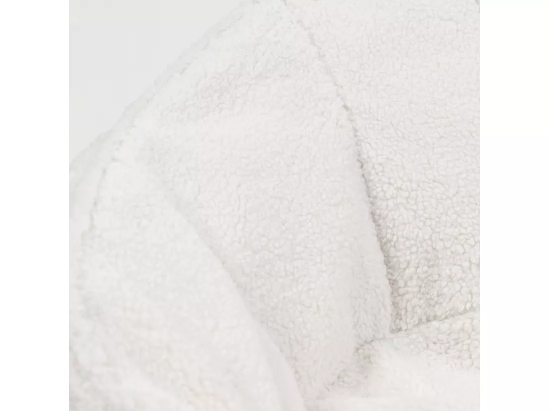 Pouf fauteuil Sherpa et repose-pieds en molleton crème - ORSO