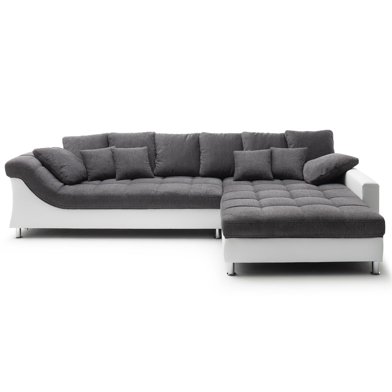 Ecksofa - anthrazit-weiß - beidseitig montierbar