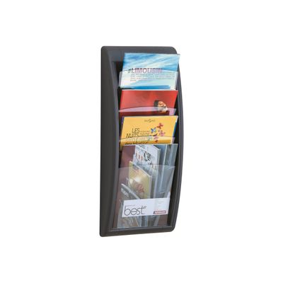 Présentoir mural Quick Fit pour documents A4 - 4 compartiments - anthracite/transparent