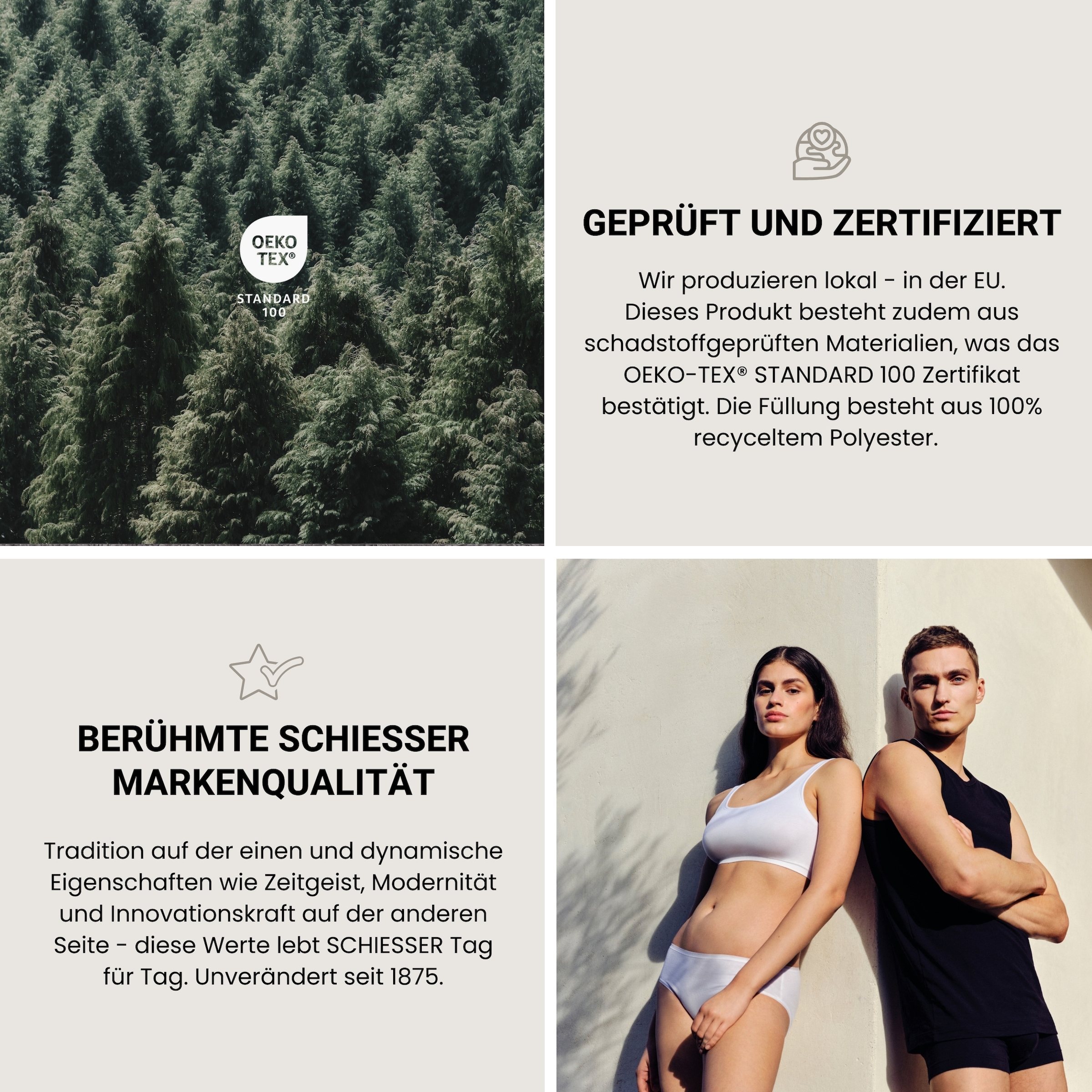 Schiesser 4-Jahreszeitenbett »Lykke - 2 zusammenknöpfbare Steppdecken für Sommer und Winter« 4-Jahreszeiten 1 Stk. tlg. STANDARD 100 by OEKO-TEX® zertifiziert