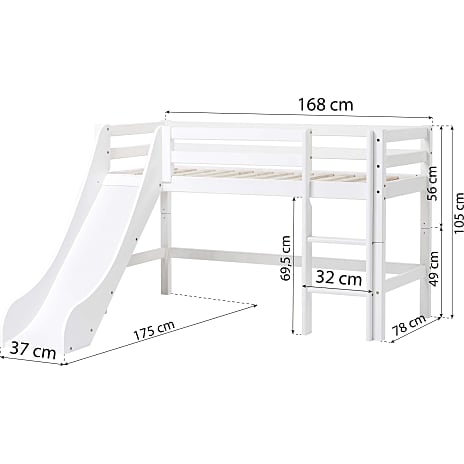 Hoppekids ECO Dream halvhøj seng med rutsjebane 70x160 cm