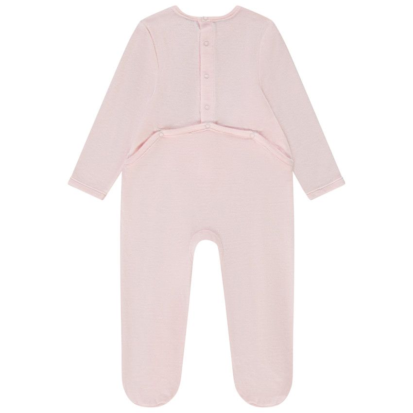 Dors-bien en velours print fantaisie pour bébé fille - Rose