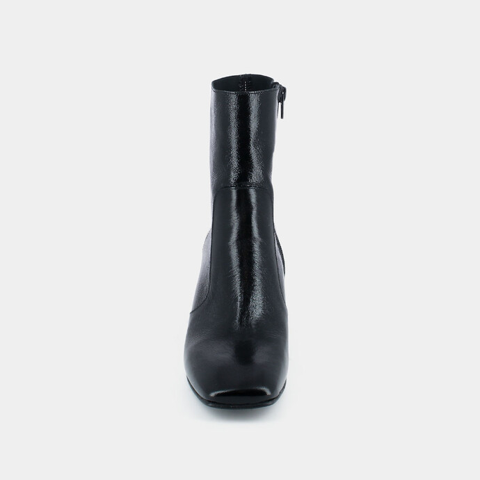 Bottines à talons  en cuir vieilli noir