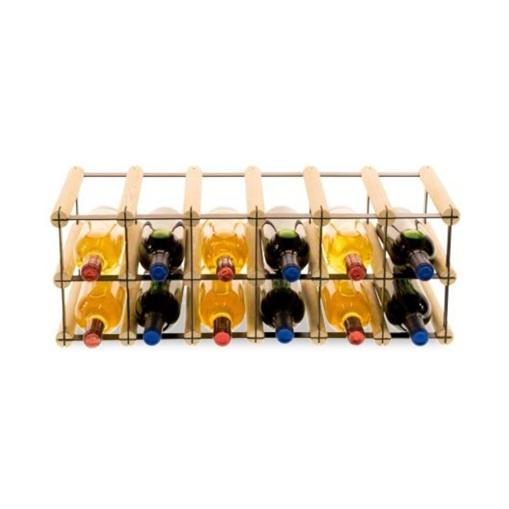PROREGAL Modulair Wijnrek Vinotega Mod Metaal HxBxD 22,5 x 62,5 x 24,5 cm 6 x 2 Flessen Massief Dennenhout Natuurlijk
