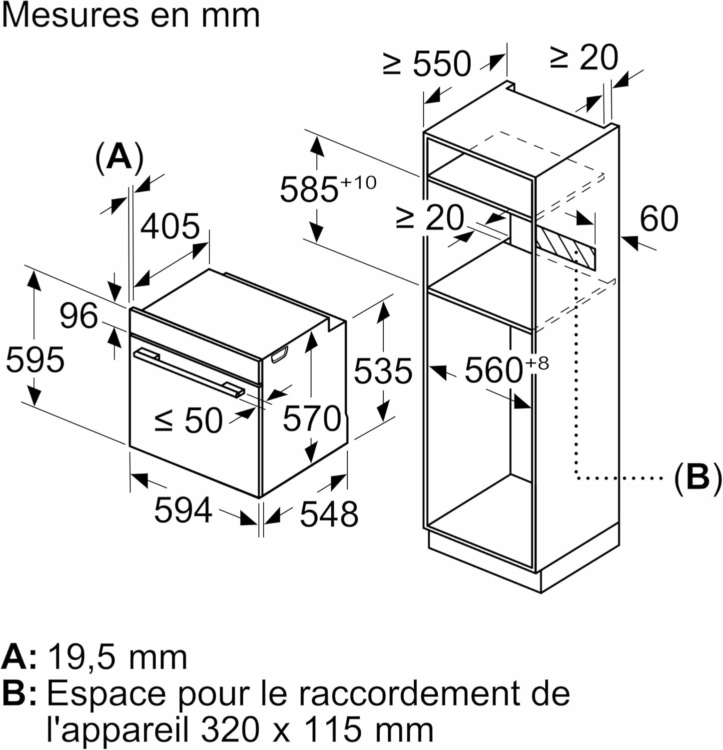Bosch HBA534BR0 Four intégrable Série 4 - Four multi-fonctions - EcoClean - 3400 W - Grande capacité de 71L - Noir