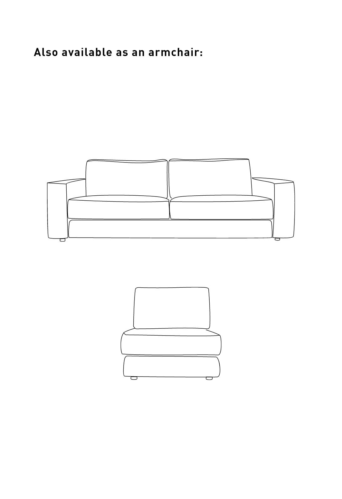 3 seter sofa natur - 222x95x79 cm