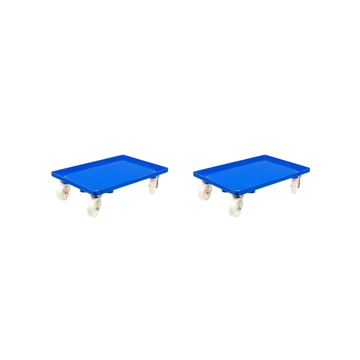 PROREGAL Voordeelset 2x Transportwagens voor Euroboxen 60 x 40 cm met Kunststof Wielen, Blauw, Gesloten Dek, 2 Zwenkwielen en 2 Remwielen, 300 kg