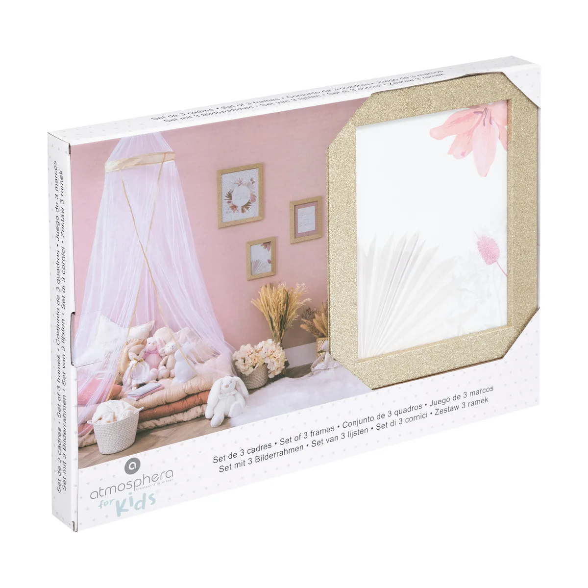 Atmosphera, Createur D'Interieur Set de 3 cadres photo pailletés Doré - Atmosphera