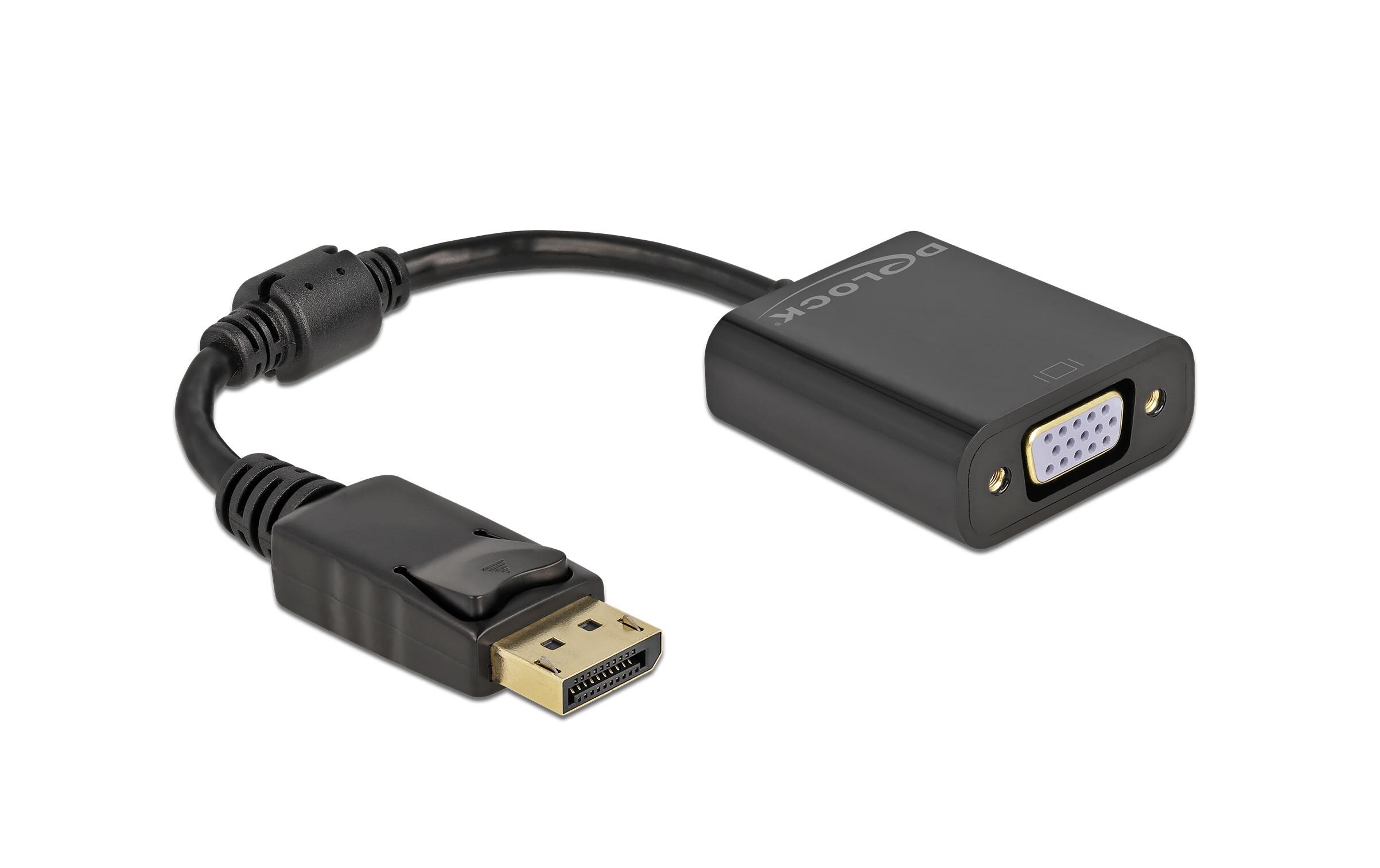Adapter DisplayPort - VGAAdapter DisplayPort 1.2 Stecker zu VGA Buchse Passiv schwarz