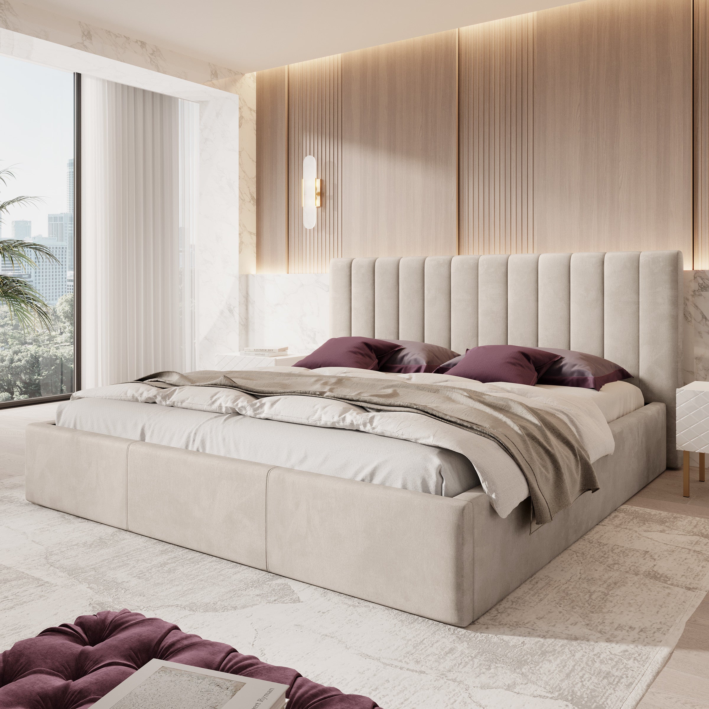 Chief - Tweepersoonsbed - Velvet beige - 200x200 cm