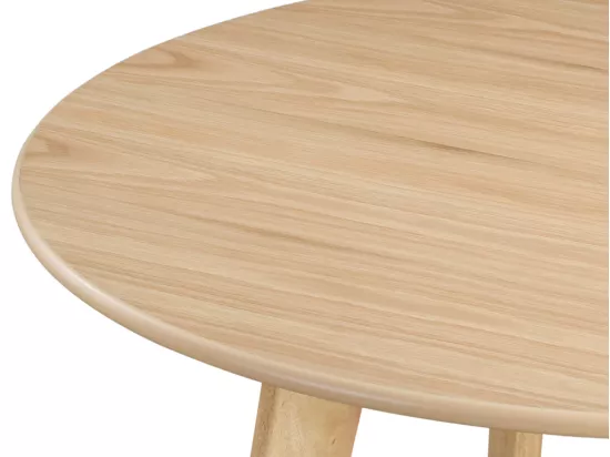 Table ronde ODILE - 4 personnes - Hévéa massif et MDF - Naturel