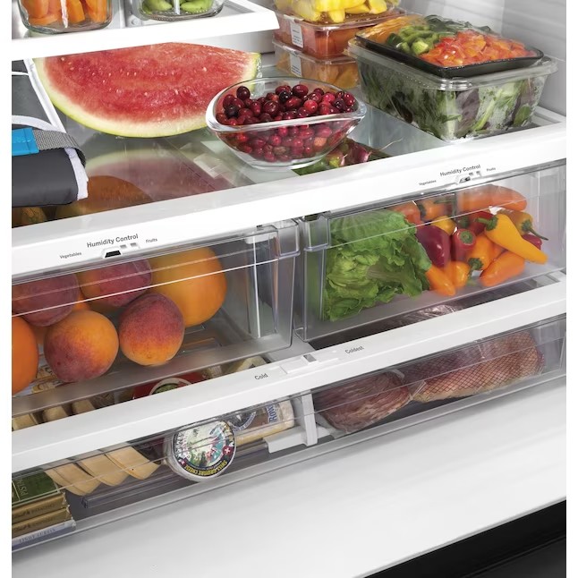 Refrigerador GE de 27 pés cúbicos com portas francesas e máquina de gelo (aço inoxidável resistente a impressões digitais) ENERGY STAR