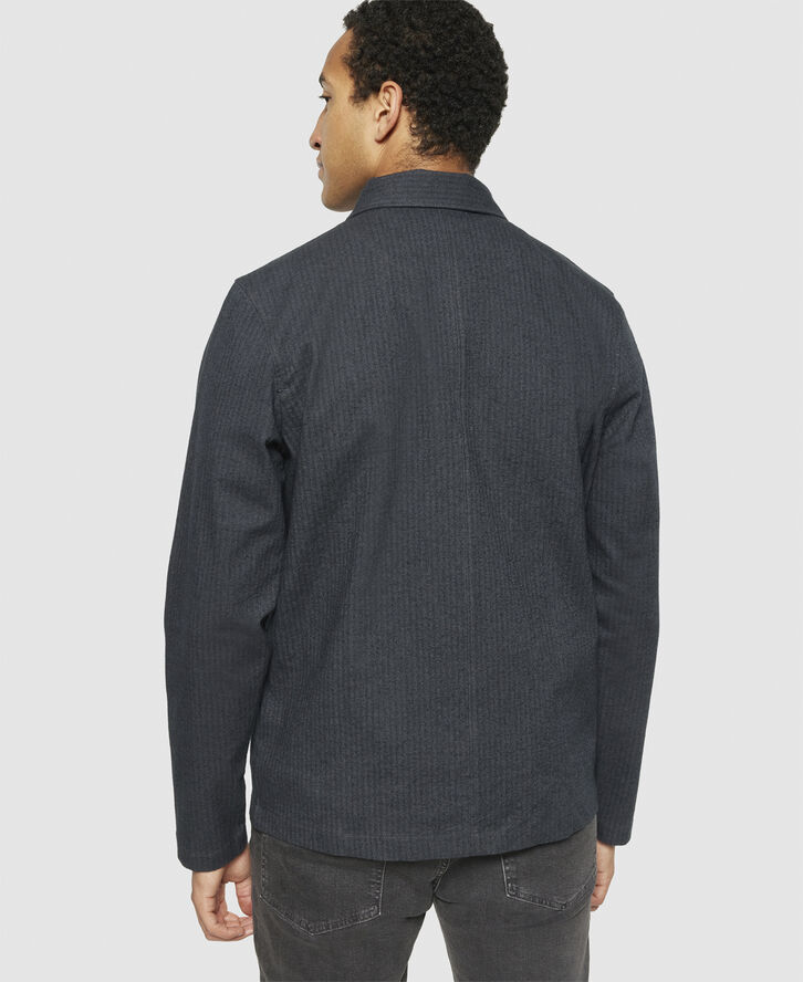 Knowledge Cotton Apparel Flannel herringbone overshirt - GOTS/Vegan Gray pinstripe