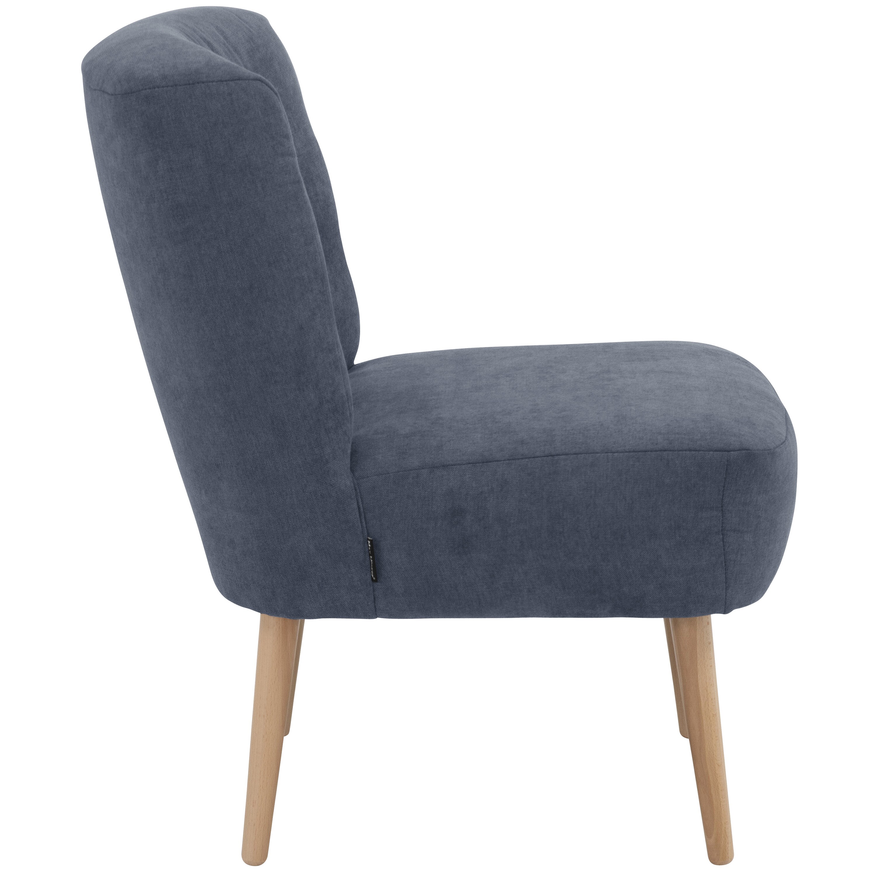 lovingHome® Sessel Fiola Velours blau Polstersessel Stuhl Relaxsessel Füße Buche natur mittlere Sitzhärte