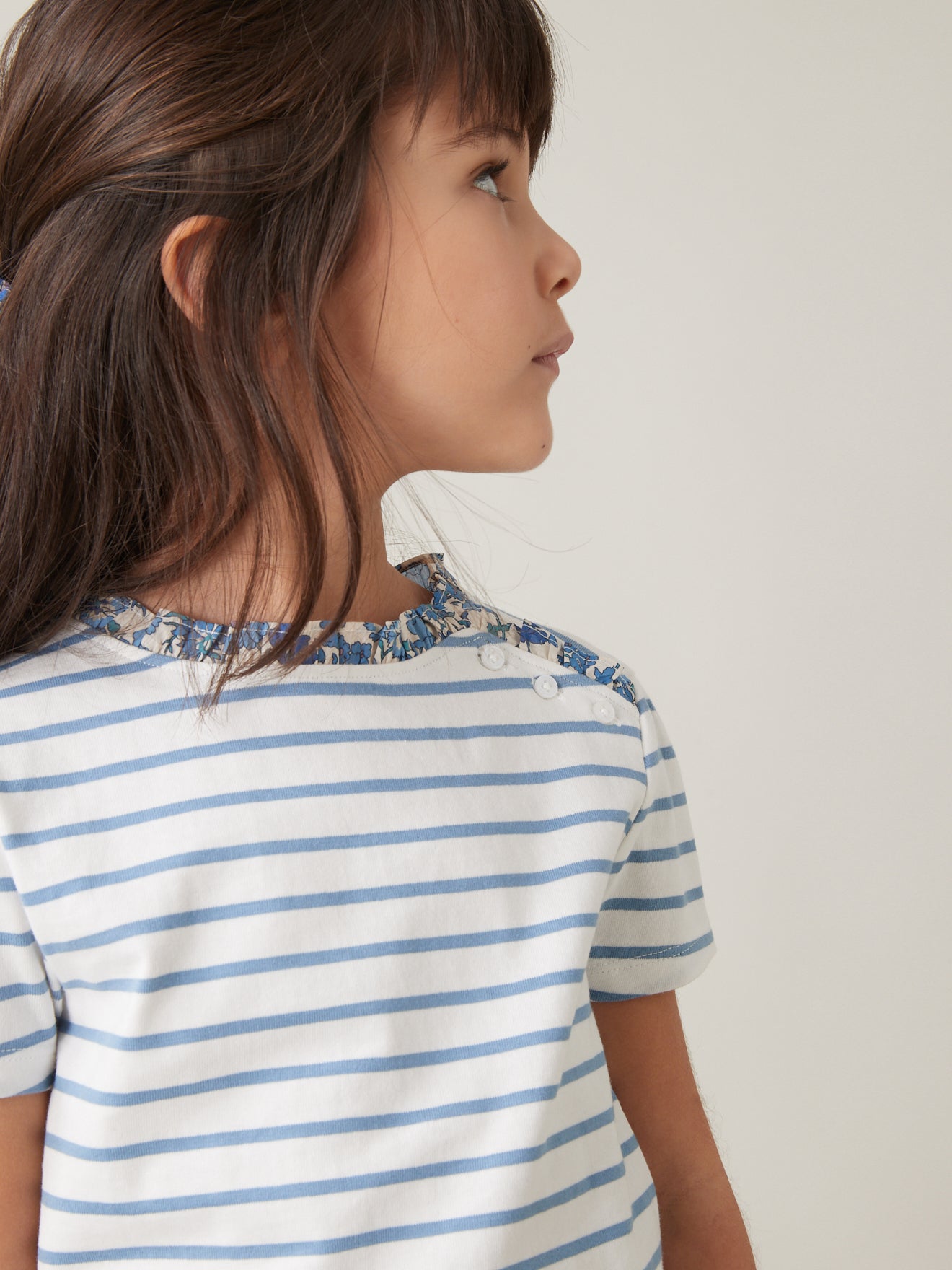 T-shirt marinière Fille Tissu Liberty - Coton Bio