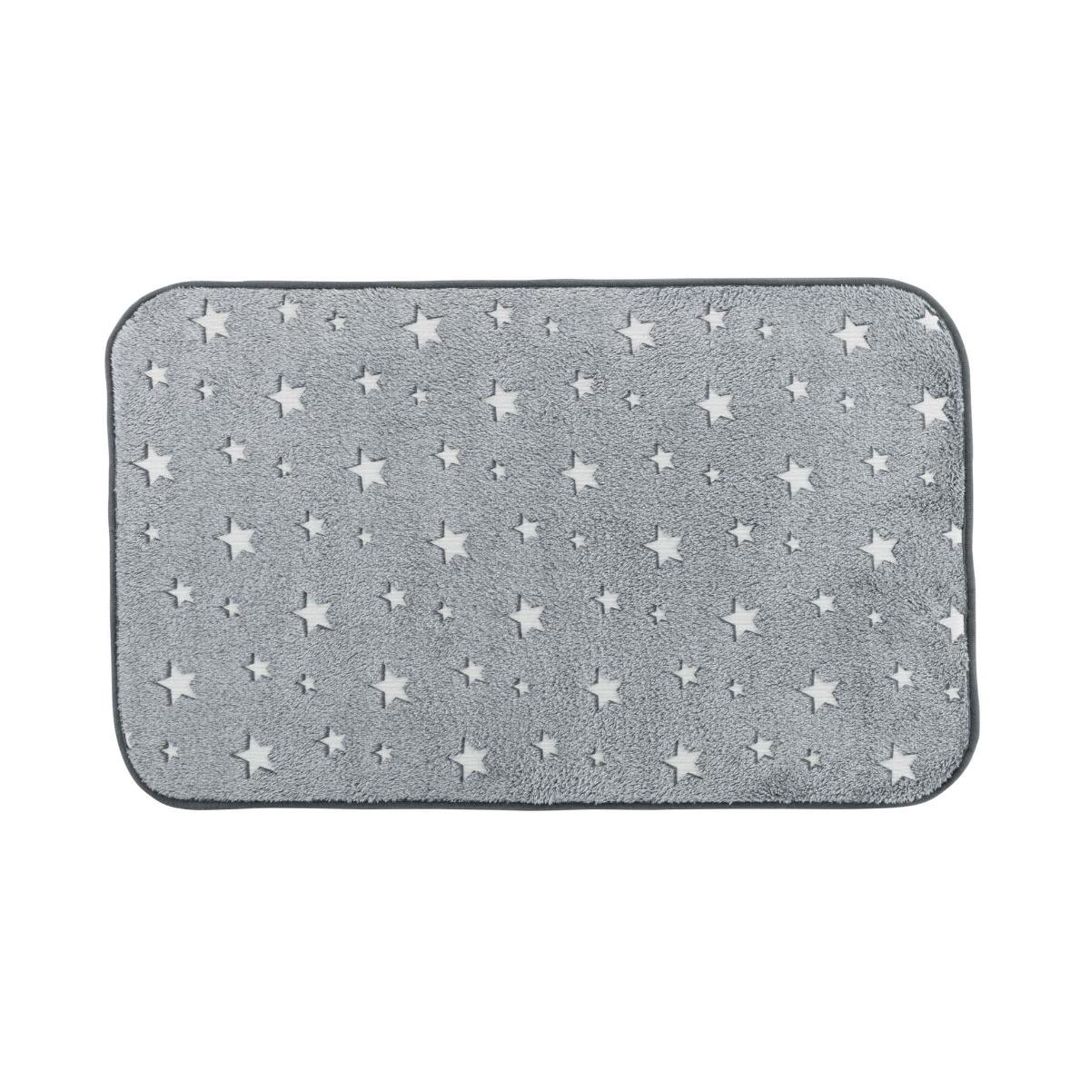 TAPIS 50 X 80CM FLANEL UNI PHOSPHORESCENT FLUO NIGHT GRIS