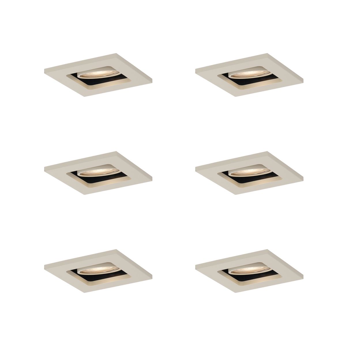 Set van 6 Moderne inbouwspot beige GU10 50mm draai- en kantelbaar - Qure