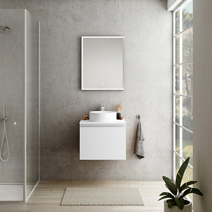 Plan de toilette pour vasque à poser blanc 60 cm Pura