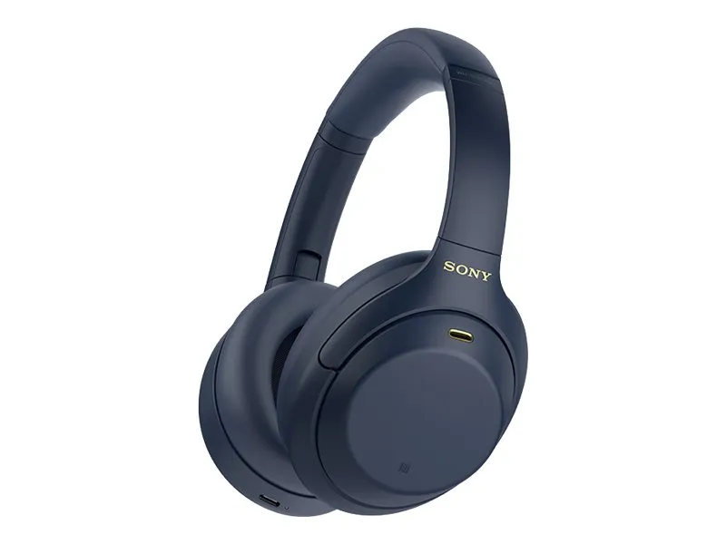 Sony WH-1000XM4 - Hovedtelefoner med mik. - fuld størrelse - Bluetooth - trådløs, kablet - NFC - aktiv støjfjerning - 3,5 mm jackstik - midnatsblå