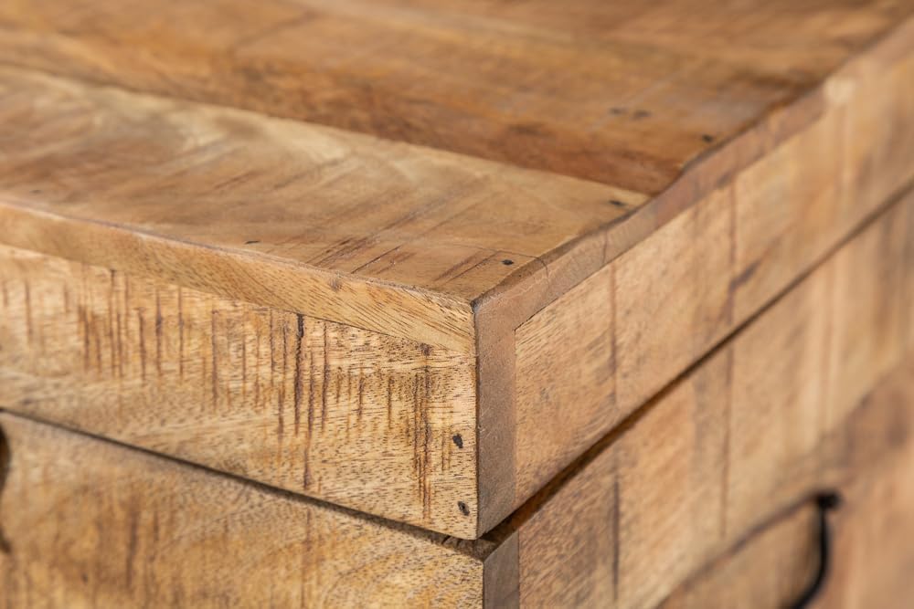 invicta INTERIOR Industrial Truhenbank Factory LOFT 115cm Mangoholz Natur Sitzbank mit Stauraum Holzbank Truhe