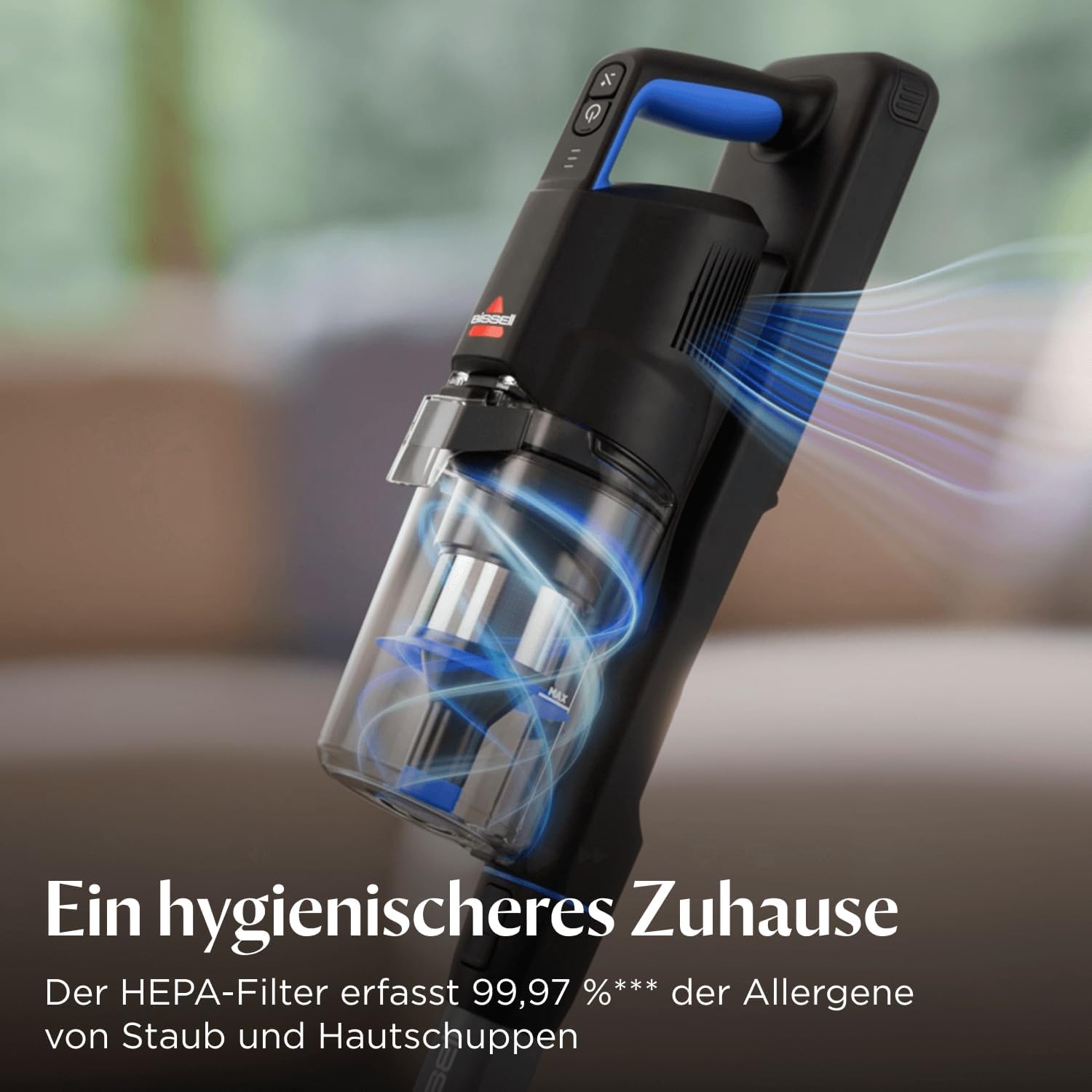 Bissell PowerClean FurGuard, Akku Staubsauger, 280W Motor, Selbstreinigende Bürstenrolle, FurFinder-Licht, Staubsauger Kabellos, Freistehend, HEPA-Filter, 2500 mAh Wechselakku, 50 min Laufzeit, 4091N