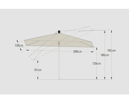 Soluna Cannes Push Up Parasol 140 x 210 cm Polyester (PES) ecru