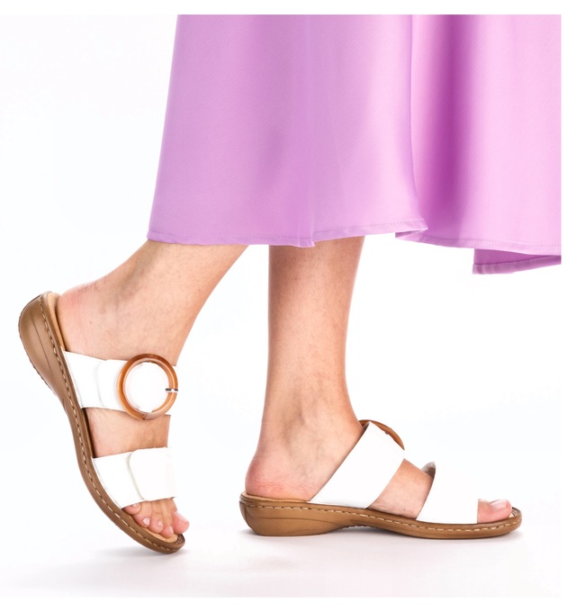 Rieker Pantolette  , Keilabsatz, Sommerschuh, Schlappen mit grosser Zierschnalle