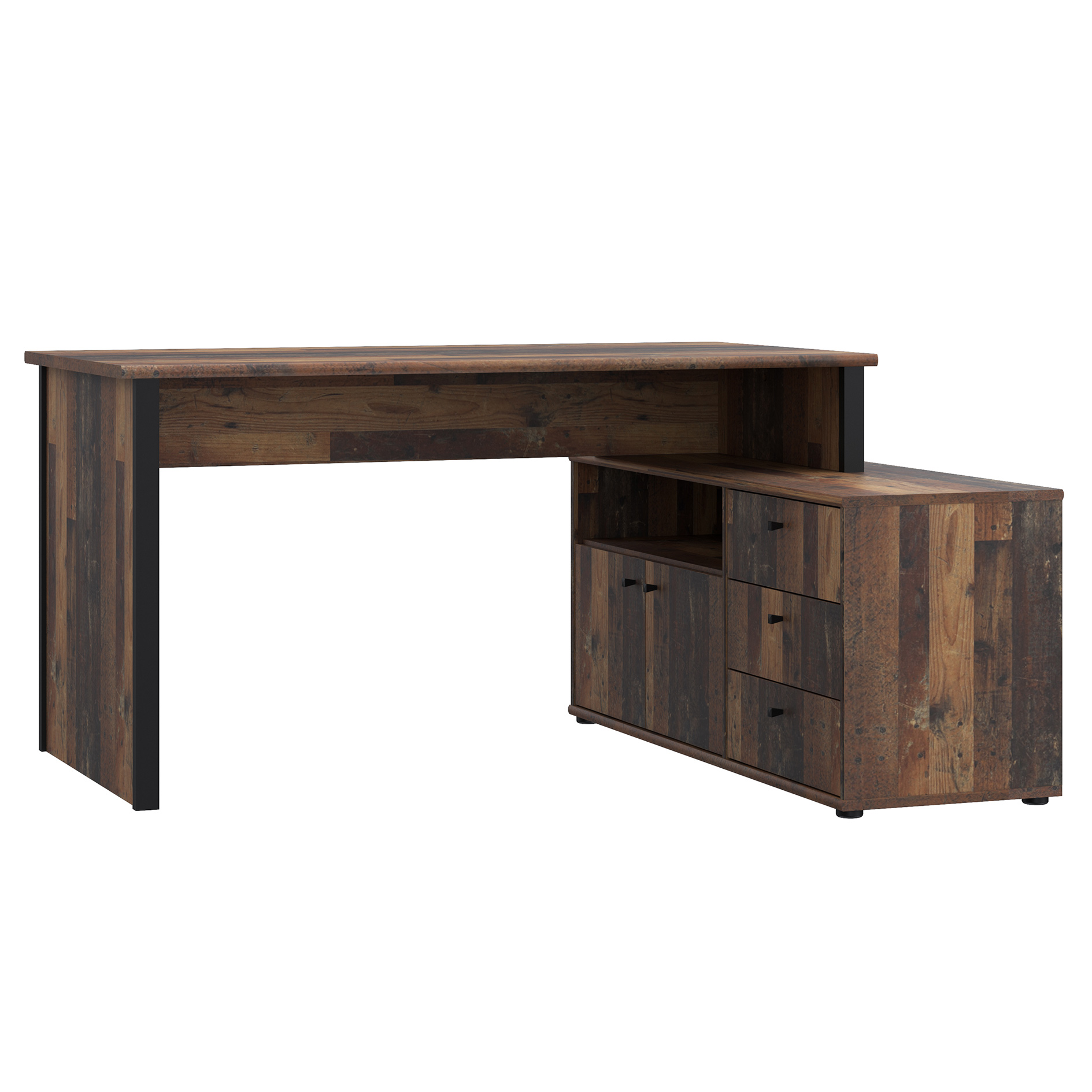 Schreibtisch - Old Wood Vintage - schwarz - 121x151 cm