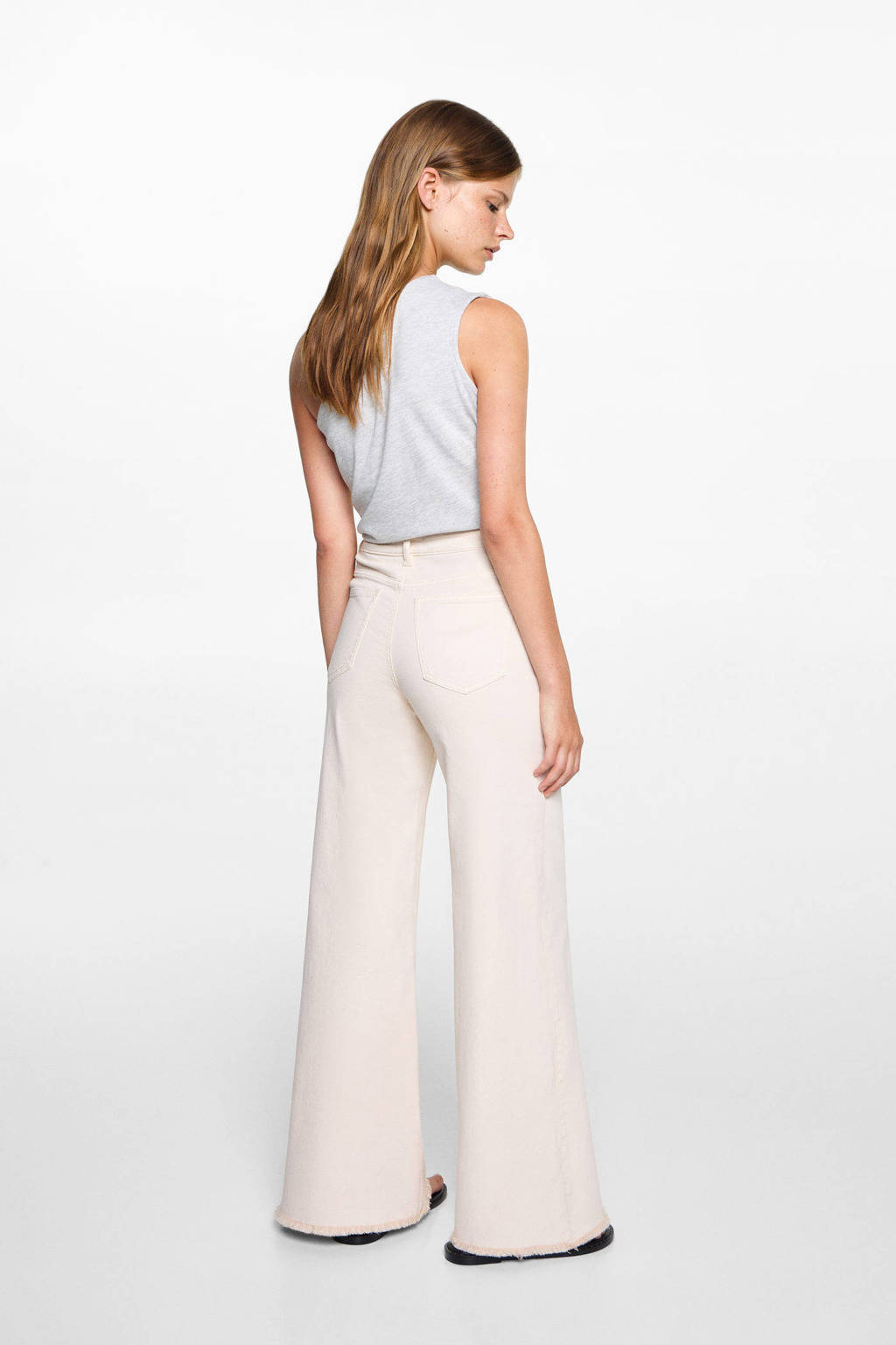 MANGO TEEN wide leg broek lichtbeige