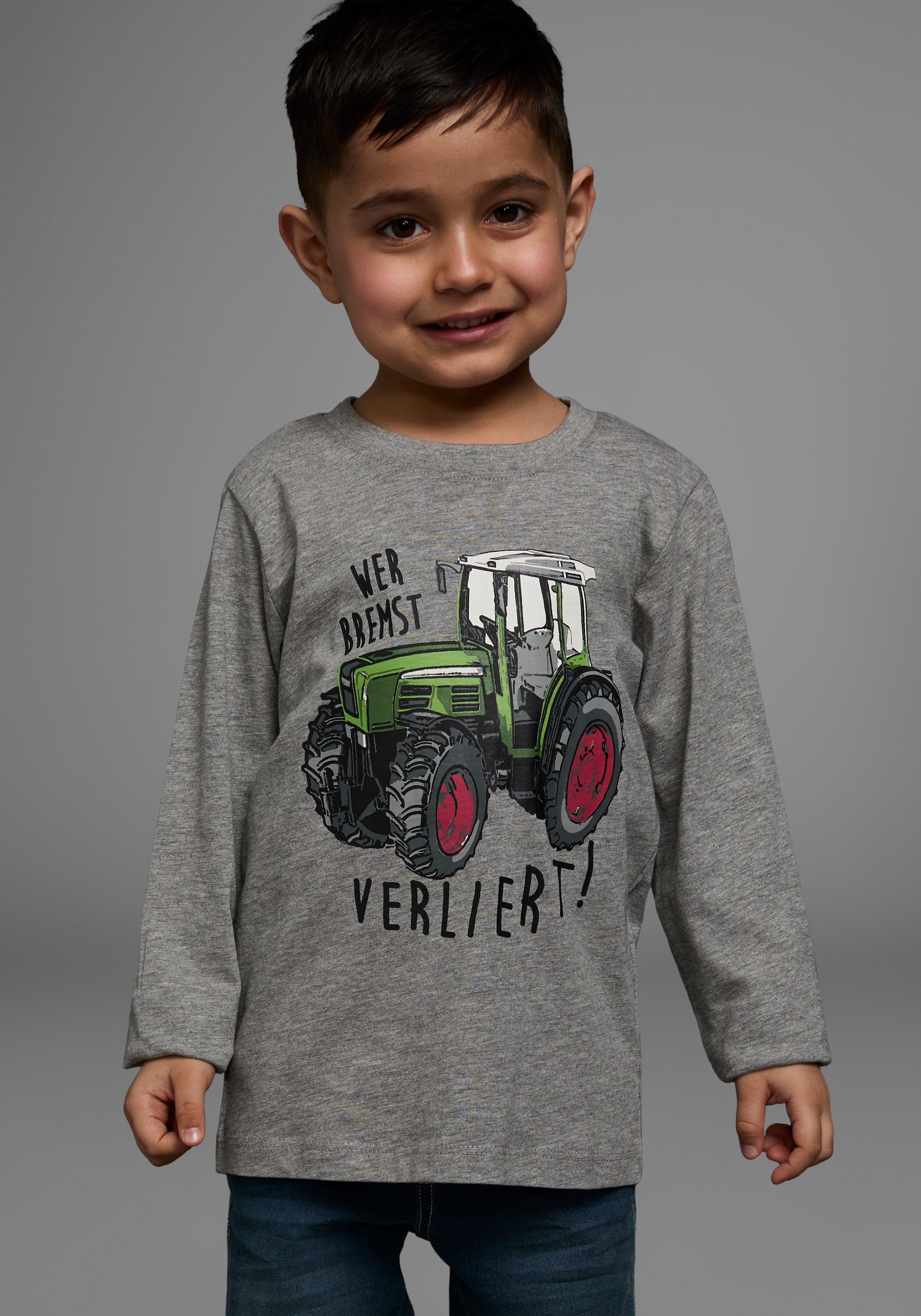 KIDSWORLD Langarmshirt »WER BREMST, VERLIERT!«, Langarm,  dehnbares Material,  aus Baumwolle und Viskose