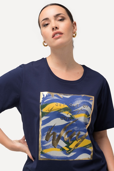T-Shirt, Wellenmotiv, Regular, Rundhals, Halbarm